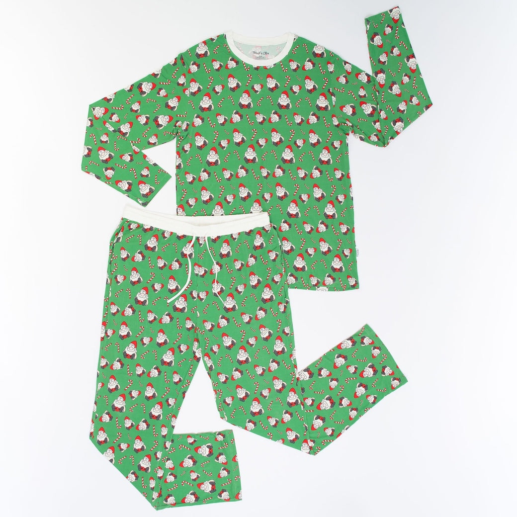 • Jolly Santas • Men's Top and Bottom Bamboo Pajama Set
