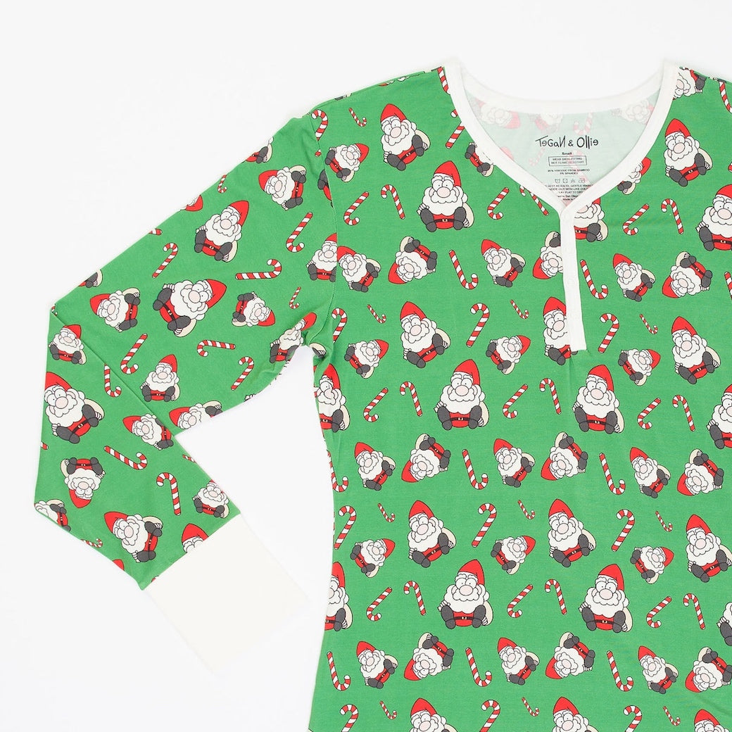 • Jolly Santas • Women's Top and Bottom Bamboo Pajama Set