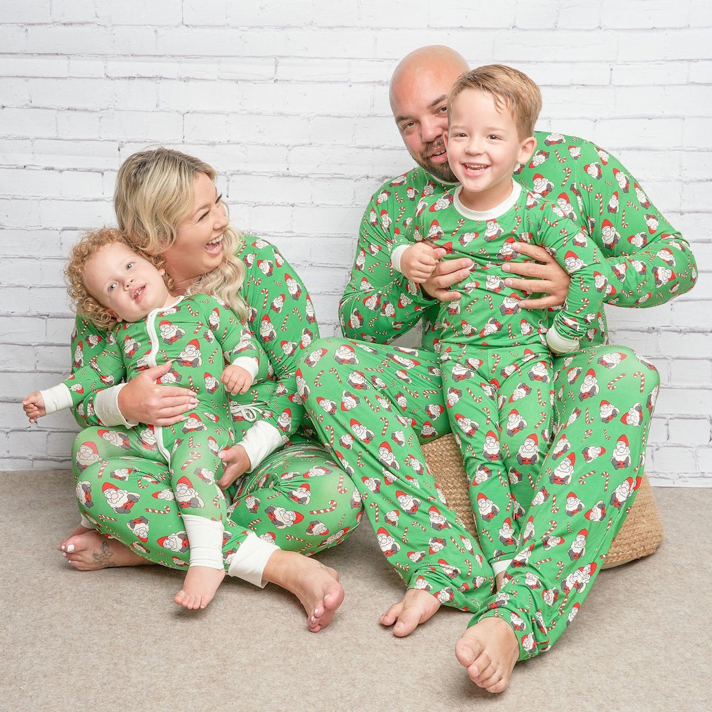 • Jolly Santas • Men's Top and Bottom Bamboo Pajama Set