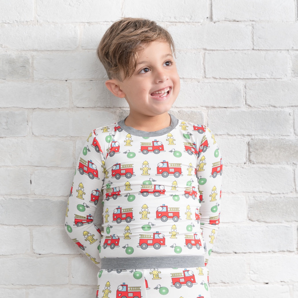 • Silly Sirens Fire Trucks • ‘Sleep Tight’ Two-Piece Bamboo Pajama and Playtime Set