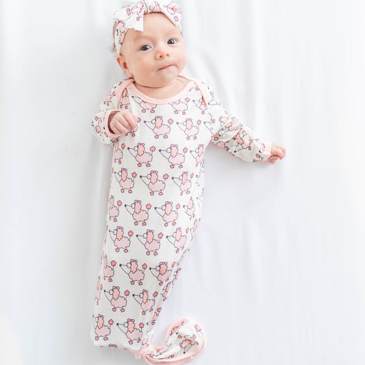 • Poppy The Poodle • Bamboo Tie-Knot Newborn Gown - Tegan & Ollie 