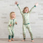 • Toddler Toothed Green Dino • ‘Sleep Tight’ Two-Piece Bamboo Pajama and Playtime Set